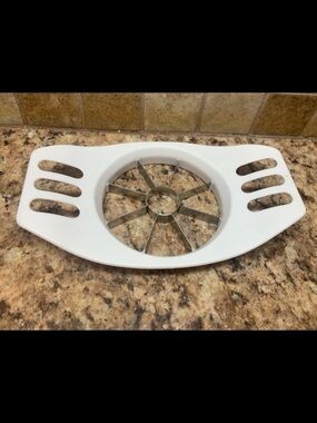 White Plastic and Stainless Steel Fruit, Apple Slicer.with (8) Sections.